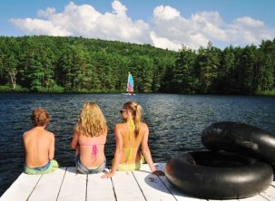 Purity Spring Resort New Hampshire Kids on Dock 
