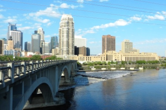 Over the Bridge to Downtown Minneapolis