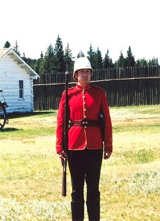 Fort Walsh Mounty Standing Guard in the Cypress Hills of Saskatchewan.