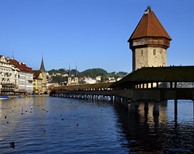 Medieval bridge in Lucerne, Switzerland ECHO Trails.com
